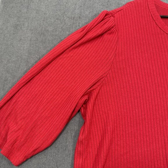 Torrid Red Ribbed 3/4 Sleeve Button Henley Top Plus Size 4 Blouse Womens - Picture 3 of 11